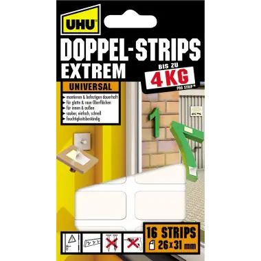 Zertifiziert Uhu Doppelstrips extrem 16 St./Pack