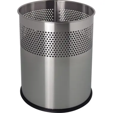 Super-Preis helit Papierkorb Metall 15 l Lochdekor silber