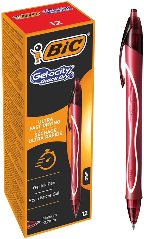 Ab Werk BIC Gel-ocity Quick Dry Gel Tintenroller Medium 0,4mm Rot 12 Stück