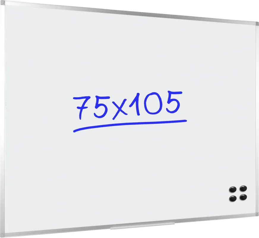 Zertifiziert Viking Whiteboard Wandmontiert Magnetisch Emaille Einseitig 105 (B) x 75 (H) cm