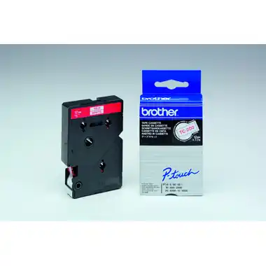 Ab Werk Brother Schriftbandkassette TC202 12mmx7,7m laminiert rt auf ws