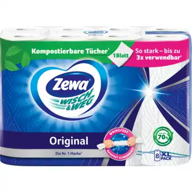 Zewa Küchenrolle Wisch und Weg 42837 2lg. weiß 8 Rl./Pack. Handgefertigt