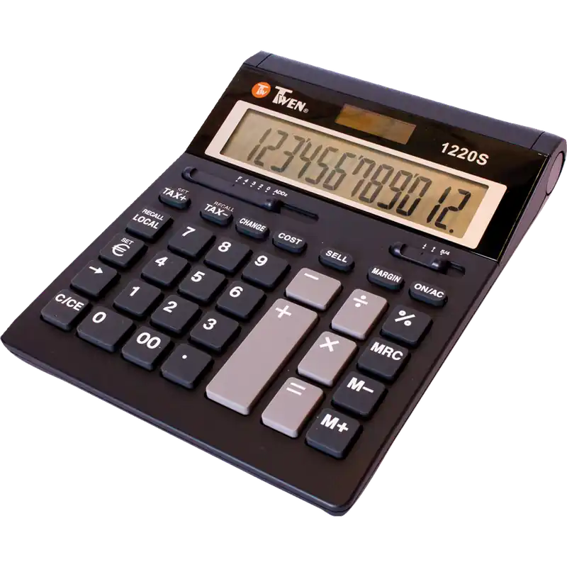 Zertifiziert Twen Tischrechner 1220 S 12Zeichen Solar/Batterie sw