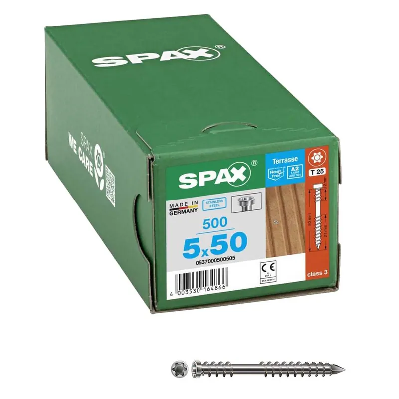 Markenware SPAX® Terrassenschrauben T25 A2 5×50 500 St.