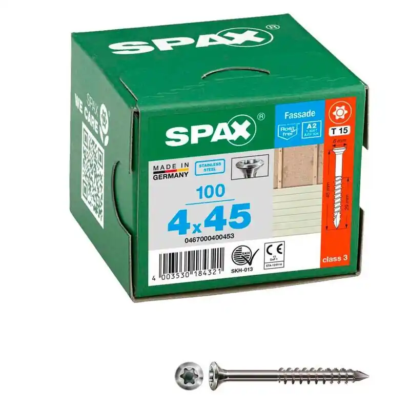 SPAX® Fassadenschrauben A2 T15 4×45 100 St. Beliebt