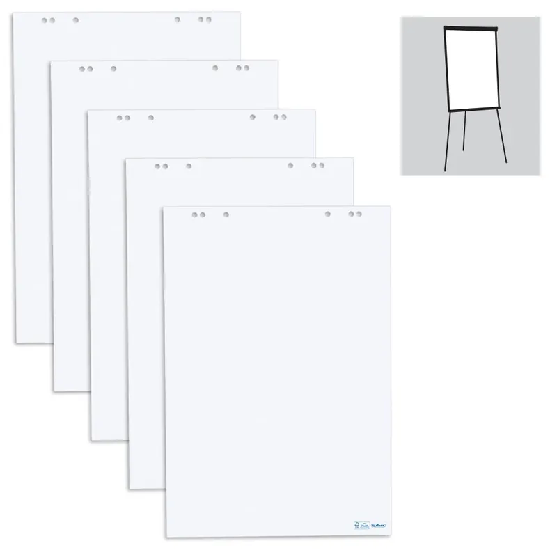herlitz Flipchart-Papier weiß 65×98 cm, 80 g/m²   1 Pack = 5 Blöcke Premium