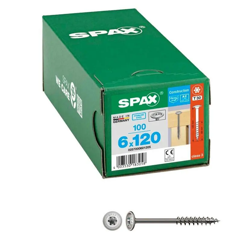 Finale Aktion SPAX® Holzbauschrauben T30 A2 6×120 100 St.