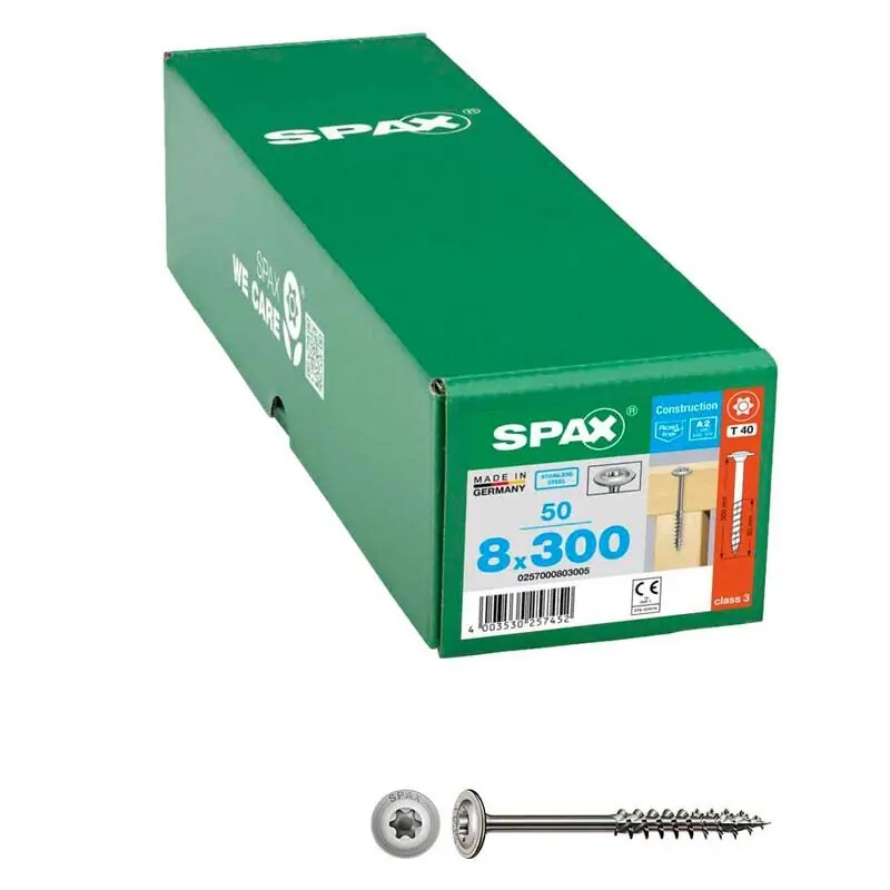 Schneller Versand SPAX® Holzbauschrauben T40 A2 8×300 50 St.