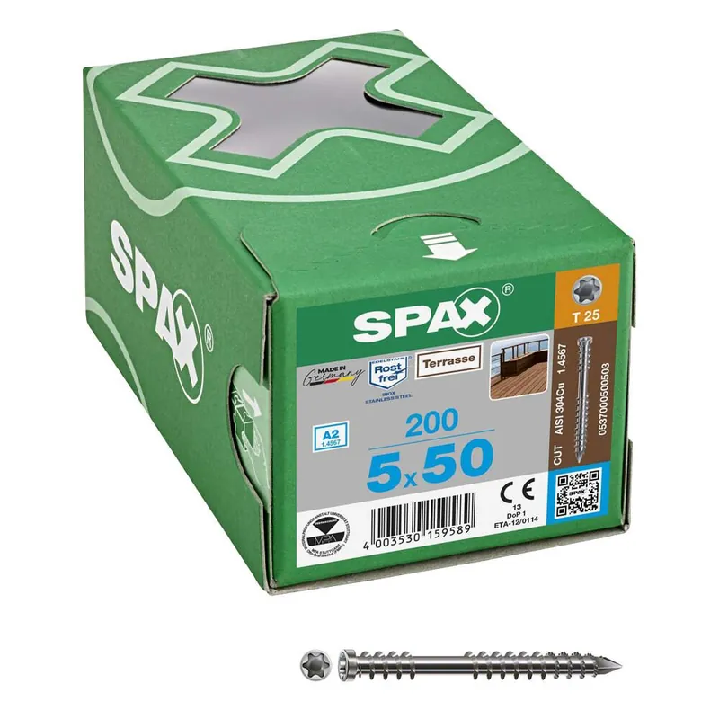Großhandel SPAX® Terrassenschrauben T25 A2 5×50 200 St.