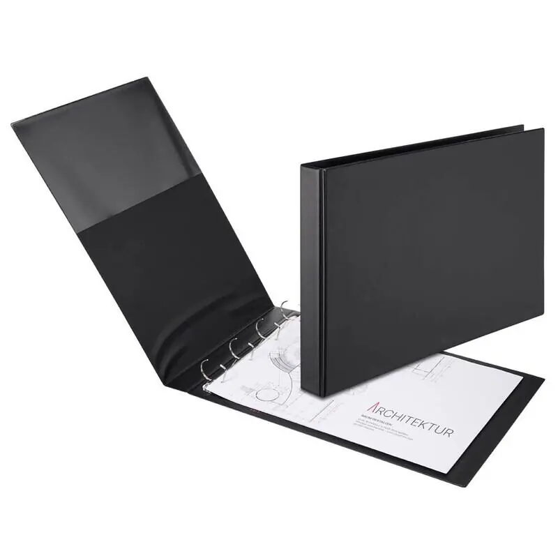 VELOFLEX Ringbücher 4-Ringe DIN A3 quer 4,50 cm schwarz Sichere Zahlung