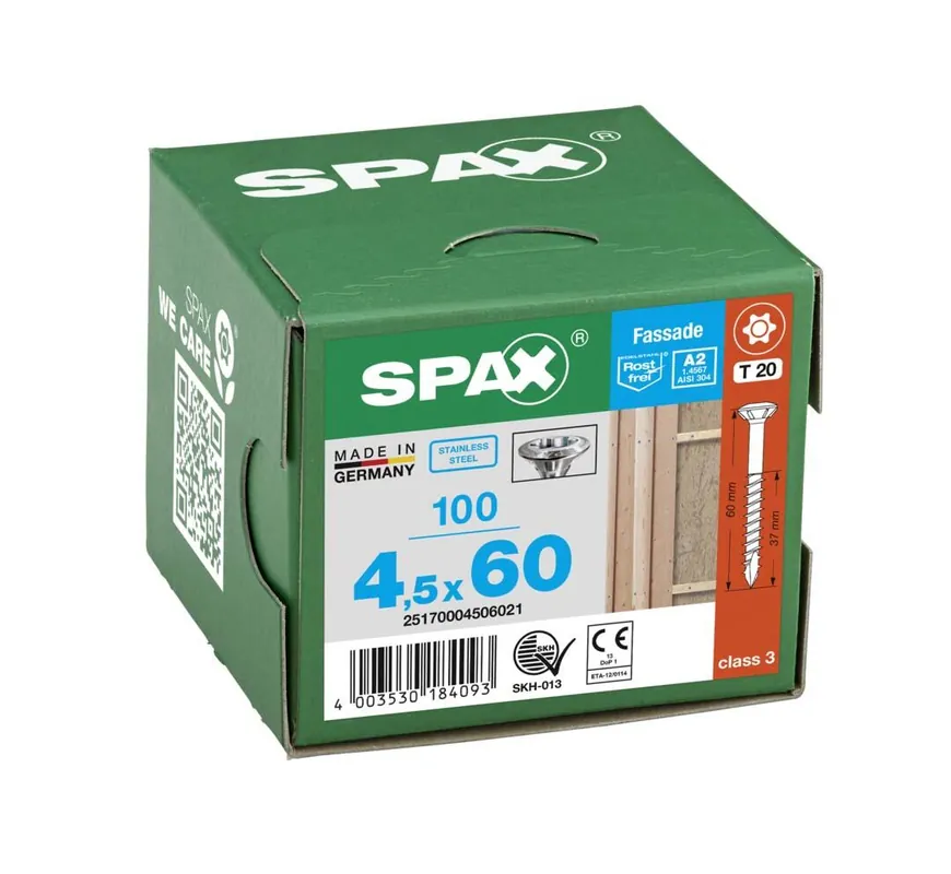 Billig SPAX® Fassadenschrauben A2 T20 4,5×60 100 St.