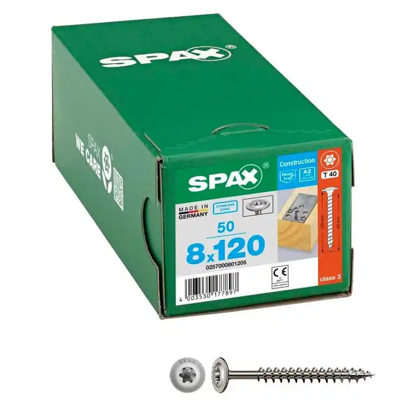 Sonderaktion SPAX® Holzbauschrauben T40 A2 8×120 50 St.