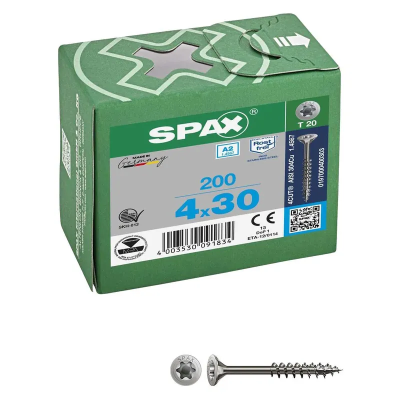 Garantierte Lieferung SPAX® Universalschrauben A2 T20 4×30 200 St.