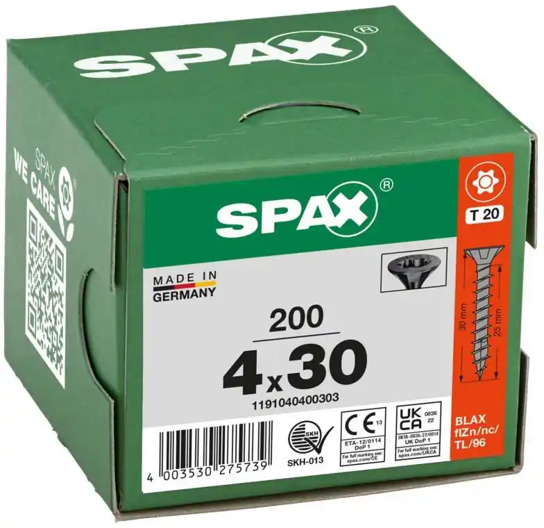 Gleich Bestellen SPAX® Universalschrauben T20 4×30 schwarz 200 St.