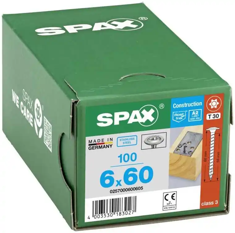 SPAX® Holzbauschrauben T30 A2 6×60 100 St. Mengenrabatt