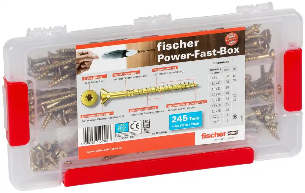Billig fischer Holzschrauben Sortiment PowerFast-Box FPF 245-teilig