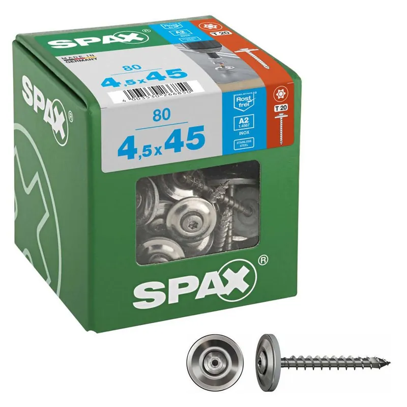 SPAX® Spenglerschrauben T20 A2 4,5×45 80 St. Letzte Chance