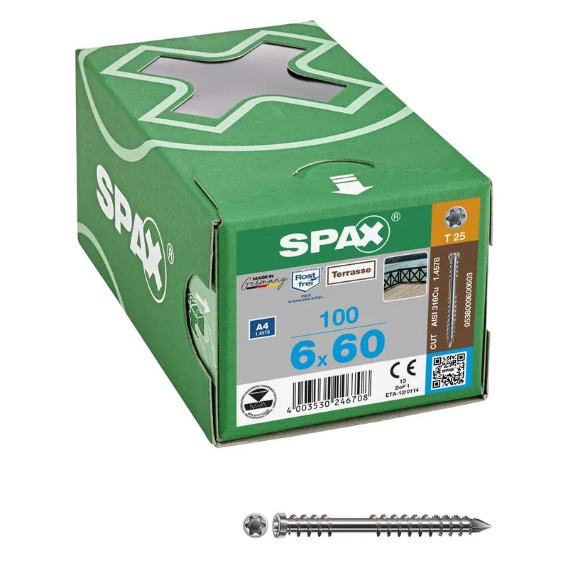SPAX® Terrassenschrauben T25 A4 6×60 100 St. Must-Have
